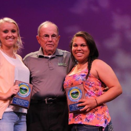 Teacher and student at outstanding students recognition event