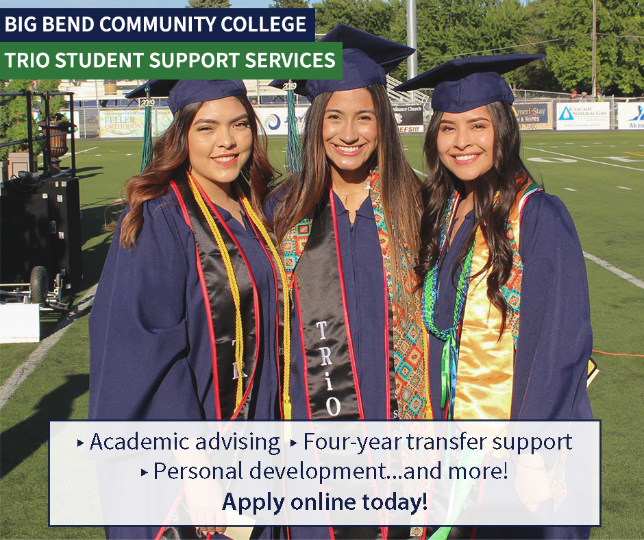 three TRiO students at Graduation