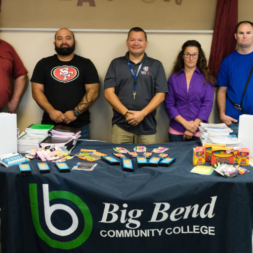 Veteran office donating school supplies