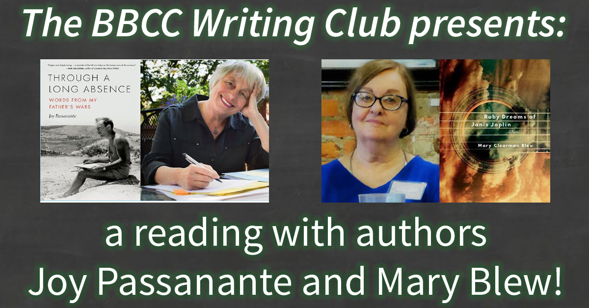 The BBCC Writing Club presents: a reading with authors Joy Passanante and Mary Blew!